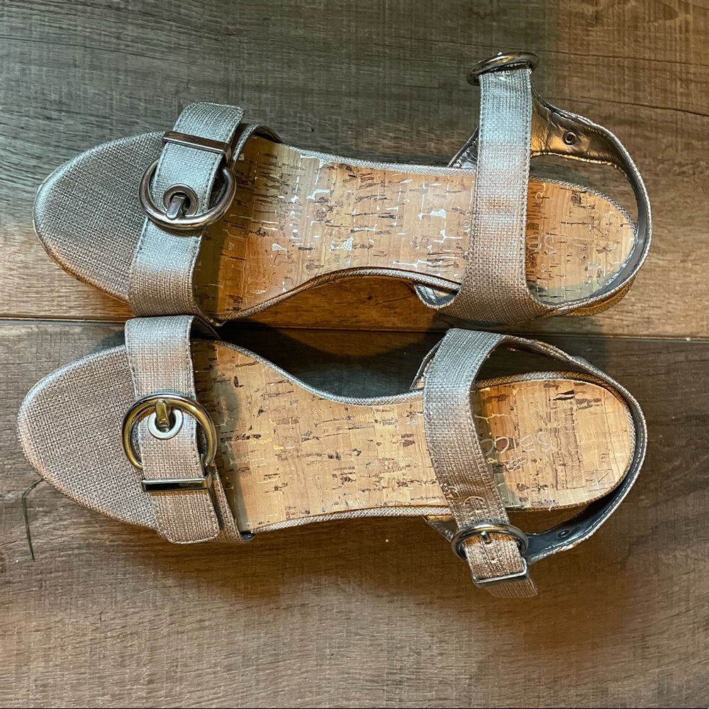 Sbicca Ladies Metallic Silver Cork Wedge Heels